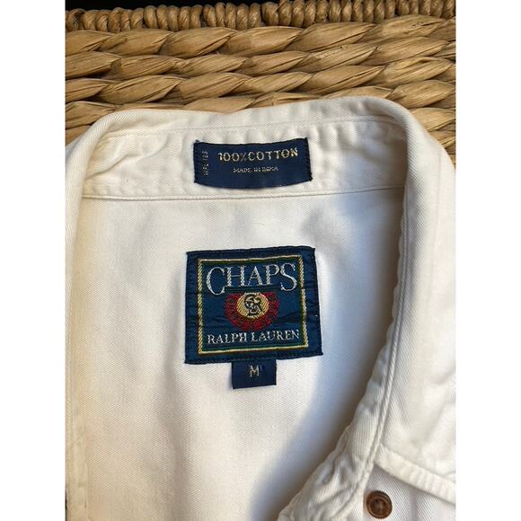 Chaps Button Down Shirt Long Sleeve Cotton White Embroidered - Picture 6 of 8